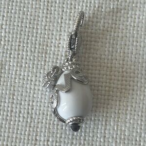Gorgeous Judith Ripka White Agate Love Egg Pendant